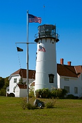 American Flags By Chatham Lighthouse on Cape Cod